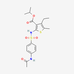 molecular formula C19H24N2O5S2 B4708318 isopropyl 2-({[4-(acetylamino)phenyl]sulfonyl}amino)-4-ethyl-5-methyl-3-thiophenecarboxylate 
