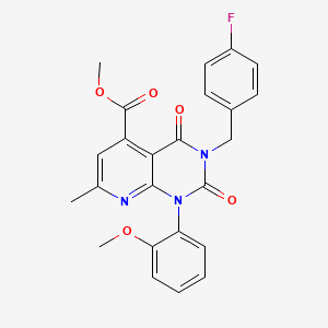 molecular formula C24H20FN3O5 B4708332 METHYL 3-[(4-FLUOROPHENYL)METHYL]-1-(2-METHOXYPHENYL)-7-METHYL-2,4-DIOXO-1H,2H,3H,4H-PYRIDO[2,3-D]PYRIMIDINE-5-CARBOXYLATE 
