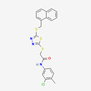 molecular formula C22H18ClN3OS3 B4708393 N-(3-CHLORO-4-METHYLPHENYL)-2-({5-[(1-NAPHTHYLMETHYL)SULFANYL]-1,3,4-THIADIAZOL-2-YL}SULFANYL)ACETAMIDE 