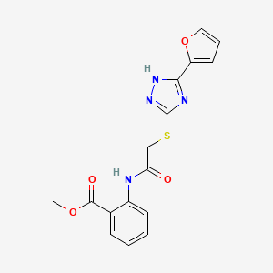 molecular formula C16H14N4O4S B4708406 methyl 2-[({[5-(2-furyl)-4H-1,2,4-triazol-3-yl]thio}acetyl)amino]benzoate 