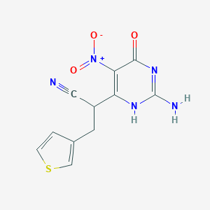 molecular formula C11H9N5O3S B047087 2-(2-Amino-5-nitro-6-oxo-1,6-dihydropyrimidin-4-YL)-3-(3-thienyl)propiononitrile CAS No. 115787-67-2