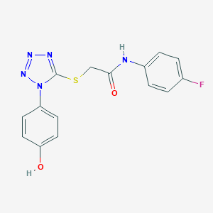 molecular formula C15H12FN5O2S B470913 N-(4-fluorophenyl)-2-[1-(4-hydroxyphenyl)tetrazol-5-yl]sulfanylacetamide CAS No. 666210-44-2