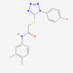 molecular formula C17H16FN5OS B470914 N-(3,4-dimethylphenyl)-2-{[1-(4-fluorophenyl)-1H-tetrazol-5-yl]sulfanyl}acetamide CAS No. 634166-95-3