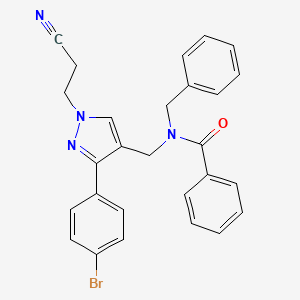 molecular formula C27H23BrN4O B4709425 N-benzyl-N-[[3-(4-bromophenyl)-1-(2-cyanoethyl)pyrazol-4-yl]methyl]benzamide 