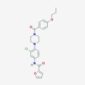 molecular formula C25H26ClN3O4 B471105 N-{3-chloro-4-[4-(4-propoxybenzoyl)-1-piperazinyl]phenyl}-2-furamide CAS No. 672317-96-3
