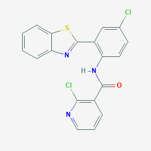 molecular formula C19H11Cl2N3OS B471107 N-[2-(1,3-benzothiazol-2-yl)-4-chlorophenyl]-2-chloronicotinamide CAS No. 723752-70-3