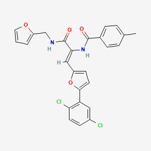 molecular formula C26H20Cl2N2O4 B4712022 N-{(1Z)-1-[5-(2,5-dichlorophenyl)furan-2-yl]-3-[(furan-2-ylmethyl)amino]-3-oxoprop-1-en-2-yl}-4-methylbenzamide 