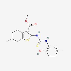 molecular formula C19H22N2O3S2 B4712093 Methyl 2-{[(2-hydroxy-5-methylphenyl)carbamothioyl]amino}-6-methyl-4,5,6,7-tetrahydro-1-benzothiophene-3-carboxylate 