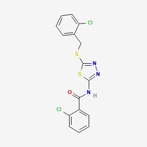 molecular formula C16H11Cl2N3OS2 B4712346 2-chloro-N-(5-((2-chlorobenzyl)thio)-1,3,4-thiadiazol-2-yl)benzamide 