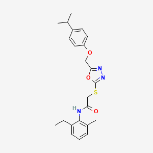 molecular formula C23H27N3O3S B4712358 N-(2-ethyl-6-methylphenyl)-2-[(5-{[4-(propan-2-yl)phenoxy]methyl}-1,3,4-oxadiazol-2-yl)sulfanyl]acetamide 