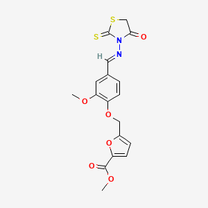molecular formula C18H16N2O6S2 B4712439 METHYL 5-[(2-METHOXY-4-{[(4-OXO-2-THIOXO-1,3-THIAZOLAN-3-YL)IMINO]METHYL}PHENOXY)METHYL]-2-FUROATE 