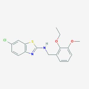 molecular formula C17H17ClN2O2S B471257 6-chloro-N-(2-ethoxy-3-methoxybenzyl)-1,3-benzothiazol-2-amine CAS No. 717833-52-8