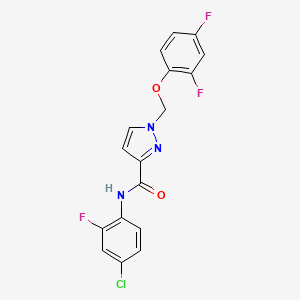 molecular formula C17H11ClF3N3O2 B4712603 N~3~-(4-CHLORO-2-FLUOROPHENYL)-1-[(2,4-DIFLUOROPHENOXY)METHYL]-1H-PYRAZOLE-3-CARBOXAMIDE 