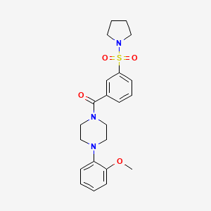 molecular formula C22H27N3O4S B4712707 1-(2-METHOXYPHENYL)-4-[3-(PYRROLIDINE-1-SULFONYL)BENZOYL]PIPERAZINE 