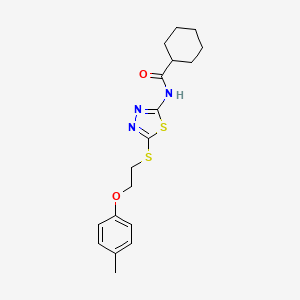 molecular formula C18H23N3O2S2 B4712787 N-[5-[2-(4-methylphenoxy)ethylsulfanyl]-1,3,4-thiadiazol-2-yl]cyclohexanecarboxamide 
