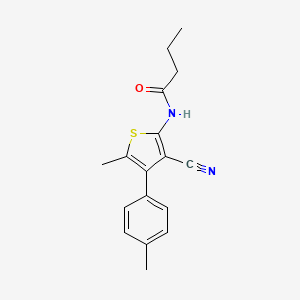 molecular formula C17H18N2OS B4712809 N-[3-cyano-5-methyl-4-(4-methylphenyl)thiophen-2-yl]butanamide 