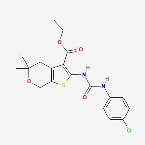 molecular formula C19H21ClN2O4S B4712988 ETHYL 2-{[(4-CHLOROPHENYL)CARBAMOYL]AMINO}-5,5-DIMETHYL-4H,5H,7H-THIENO[2,3-C]PYRAN-3-CARBOXYLATE 