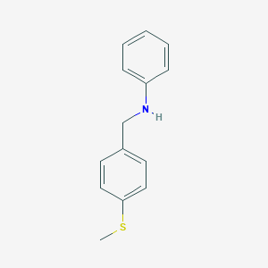 molecular formula C14H15NS B471310 N-[(4-methylsulfanylphenyl)methyl]aniline CAS No. 723753-86-4