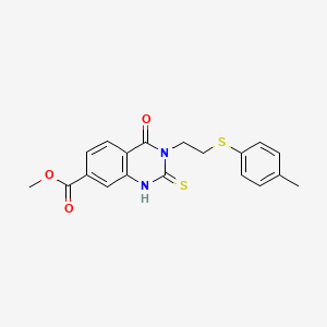 molecular formula C19H18N2O3S2 B4713138 Methyl 3-{2-[(4-methylphenyl)sulfanyl]ethyl}-4-oxo-2-thioxo-1,2,3,4-tetrahydroquinazoline-7-carboxylate 