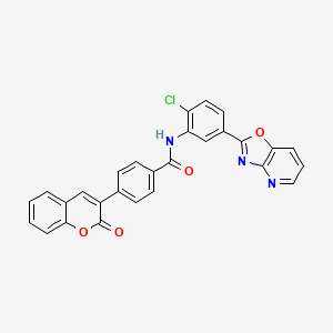 molecular formula C28H16ClN3O4 B4713270 N-[2-chloro-5-([1,3]oxazolo[4,5-b]pyridin-2-yl)phenyl]-4-(2-oxo-2H-chromen-3-yl)benzamide 