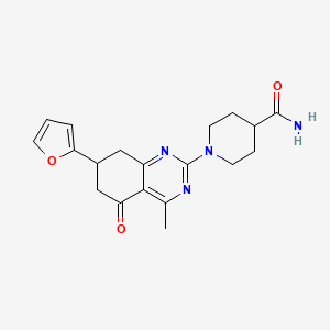 molecular formula C19H22N4O3 B4713294 1-[7-(Furan-2-yl)-4-methyl-5-oxo-5,6,7,8-tetrahydroquinazolin-2-yl]piperidine-4-carboxamide 