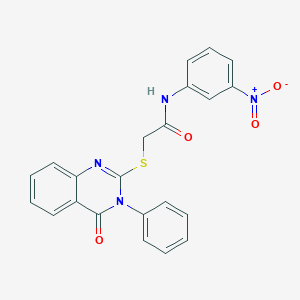 molecular formula C22H16N4O4S B4713563 N-(3-nitrophenyl)-2-[(4-oxo-3-phenyl-3,4-dihydroquinazolin-2-yl)sulfanyl]acetamide 