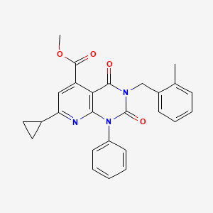 molecular formula C26H23N3O4 B4713785 METHYL 7-CYCLOPROPYL-3-[(2-METHYLPHENYL)METHYL]-2,4-DIOXO-1-PHENYL-1H,2H,3H,4H-PYRIDO[2,3-D]PYRIMIDINE-5-CARBOXYLATE 