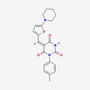 molecular formula C21H21N3O4 B4713890 (5E)-1-(4-methylphenyl)-5-{[5-(piperidin-1-yl)furan-2-yl]methylidene}pyrimidine-2,4,6(1H,3H,5H)-trione 