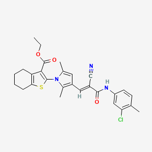 molecular formula C28H28ClN3O3S B4713961 ethyl 2-(3-{(1E)-3-[(3-chloro-4-methylphenyl)amino]-2-cyano-3-oxoprop-1-en-1-yl}-2,5-dimethyl-1H-pyrrol-1-yl)-4,5,6,7-tetrahydro-1-benzothiophene-3-carboxylate 