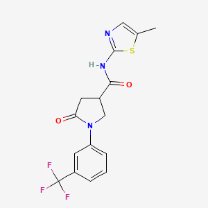 molecular formula C16H14F3N3O2S B4714167 N-(5-methyl-1,3-thiazol-2-yl)-5-oxo-1-[3-(trifluoromethyl)phenyl]pyrrolidine-3-carboxamide 