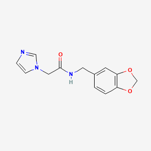 molecular formula C13H13N3O3 B4714307 N-[(2H-1,3-BENZODIOXOL-5-YL)METHYL]-2-(1H-IMIDAZOL-1-YL)ACETAMIDE 