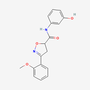molecular formula C17H16N2O4 B4714497 N-(3-hydroxyphenyl)-3-(2-methoxyphenyl)-4,5-dihydro-1,2-oxazole-5-carboxamide 