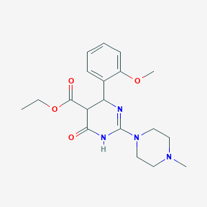 molecular formula C19H26N4O4 B4714601 Ethyl 6-(2-methoxyphenyl)-2-(4-methylpiperazin-1-yl)-4-oxo-1,4,5,6-tetrahydropyrimidine-5-carboxylate 