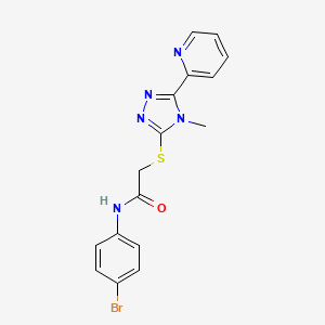 molecular formula C16H14BrN5OS B4714608 N-(4-bromophenyl)-2-{[4-methyl-5-(pyridin-2-yl)-4H-1,2,4-triazol-3-yl]sulfanyl}acetamide 