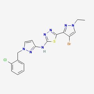 molecular formula C17H15BrClN7S B4714615 N-[5-(4-BROMO-1-ETHYL-1H-PYRAZOL-3-YL)-1,3,4-THIADIAZOL-2-YL]-N-[1-(2-CHLOROBENZYL)-1H-PYRAZOL-3-YL]AMINE 