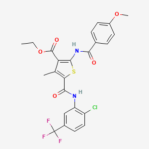molecular formula C24H20ClF3N2O5S B4714756 Ethyl 5-{[2-chloro-5-(trifluoromethyl)phenyl]carbamoyl}-2-(4-methoxybenzamido)-4-methylthiophene-3-carboxylate CAS No. 6069-01-8