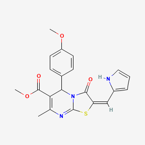 molecular formula C21H19N3O4S B4714912 methyl (2E)-5-(4-methoxyphenyl)-7-methyl-3-oxo-2-(1H-pyrrol-2-ylmethylidene)-2,3-dihydro-5H-[1,3]thiazolo[3,2-a]pyrimidine-6-carboxylate 