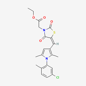 molecular formula C21H21ClN2O4S B4715106 ethyl [(5E)-5-{[1-(5-chloro-2-methylphenyl)-2,5-dimethyl-1H-pyrrol-3-yl]methylidene}-2,4-dioxo-1,3-thiazolidin-3-yl]acetate 