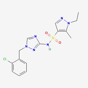 molecular formula C15H17ClN6O2S B4715155 N~4~-[1-(2-CHLOROBENZYL)-1H-1,2,4-TRIAZOL-3-YL]-1-ETHYL-5-METHYL-1H-PYRAZOLE-4-SULFONAMIDE 