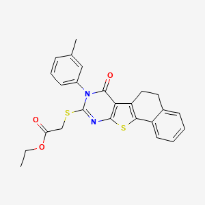 molecular formula C25H22N2O3S2 B4715261 ethyl 2-[[13-(3-methylphenyl)-12-oxo-17-thia-13,15-diazatetracyclo[8.7.0.02,7.011,16]heptadeca-1(10),2,4,6,11(16),14-hexaen-14-yl]sulfanyl]acetate 