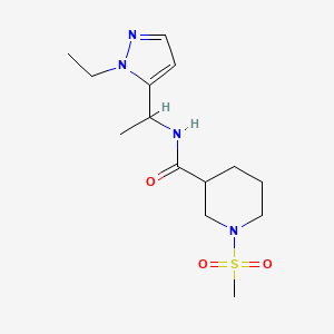 molecular formula C14H24N4O3S B4715395 N~3~-[1-(1-ETHYL-1H-PYRAZOL-5-YL)ETHYL]-1-(METHYLSULFONYL)-3-PIPERIDINECARBOXAMIDE 