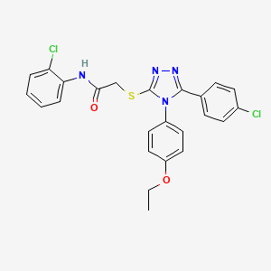 molecular formula C24H20Cl2N4O2S B4715451 N-(2-chlorophenyl)-2-[[5-(4-chlorophenyl)-4-(4-ethoxyphenyl)-1,2,4-triazol-3-yl]sulfanyl]acetamide 