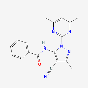 molecular formula C18H16N6O B4715486 N-[4-cyano-1-(4,6-dimethylpyrimidin-2-yl)-3-methyl-1H-pyrazol-5-yl]benzamide 