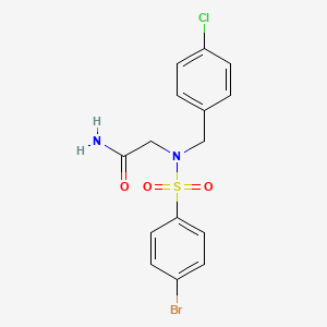 molecular formula C15H14BrClN2O3S B4715499 2-[(4-Bromophenyl)sulfonyl-[(4-chlorophenyl)methyl]amino]acetamide 