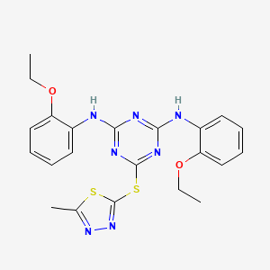 molecular formula C22H23N7O2S2 B4715654 N2,N4-BIS(2-ETHOXYPHENYL)-6-[(5-METHYL-1,3,4-THIADIAZOL-2-YL)SULFANYL]-1,3,5-TRIAZINE-2,4-DIAMINE 