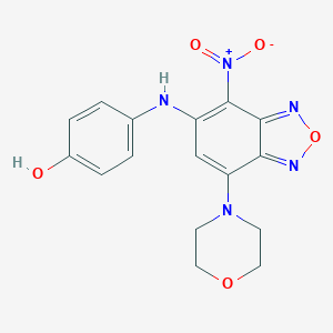 molecular formula C16H15N5O5 B471574 4-{[7-(Morpholin-4-yl)-4-nitro-2,1,3-benzoxadiazol-5-yl]amino}phenol 