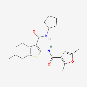 molecular formula C22H28N2O3S B4715762 N-[3-(cyclopentylcarbamoyl)-6-methyl-4,5,6,7-tetrahydro-1-benzothiophen-2-yl]-2,5-dimethylfuran-3-carboxamide 