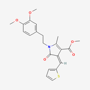 molecular formula C22H23NO5S B4715944 methyl (4Z)-1-[2-(3,4-dimethoxyphenyl)ethyl]-2-methyl-5-oxo-4-(thiophen-2-ylmethylidene)-4,5-dihydro-1H-pyrrole-3-carboxylate 