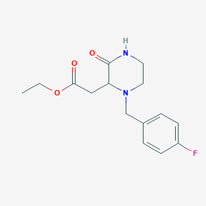 molecular formula C15H19FN2O3 B4716088 ETHYL 2-{1-[(4-FLUOROPHENYL)METHYL]-3-OXOPIPERAZIN-2-YL}ACETATE 
