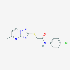 molecular formula C15H14ClN5OS B471618 N-(4-chlorophenyl)-2-({5,7-dimethyl-[1,2,4]triazolo[1,5-a]pyrimidin-2-yl}sulfanyl)acetamide CAS No. 212074-47-0